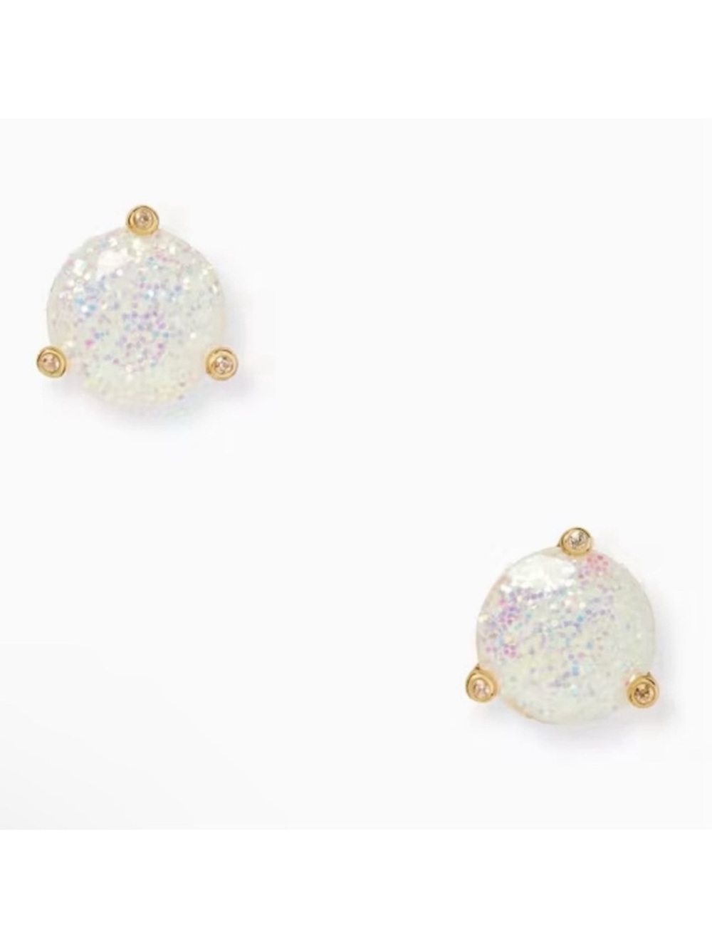 kate spade White Iridescent  Stud Earrings with Gold Trim - Women Jewelry